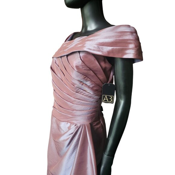 NWOT Iridescent Rose Taffeta Asymmetrical Off Shoulder Cocktail Dress - Jade - Picture 6 of 9